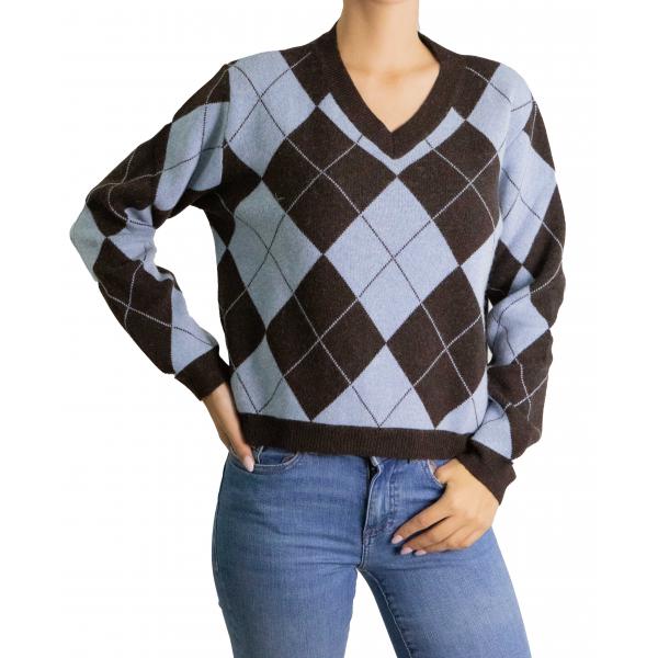 Maglione fantasia scollo a V